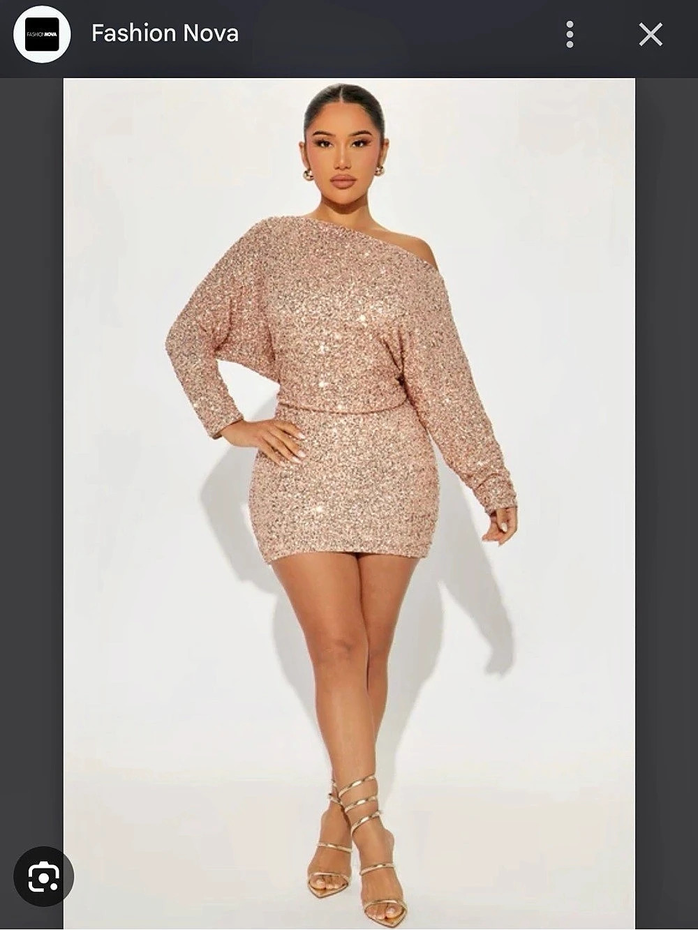 Fashion Nova Sequin Mini Dress Gold & Silver Large
